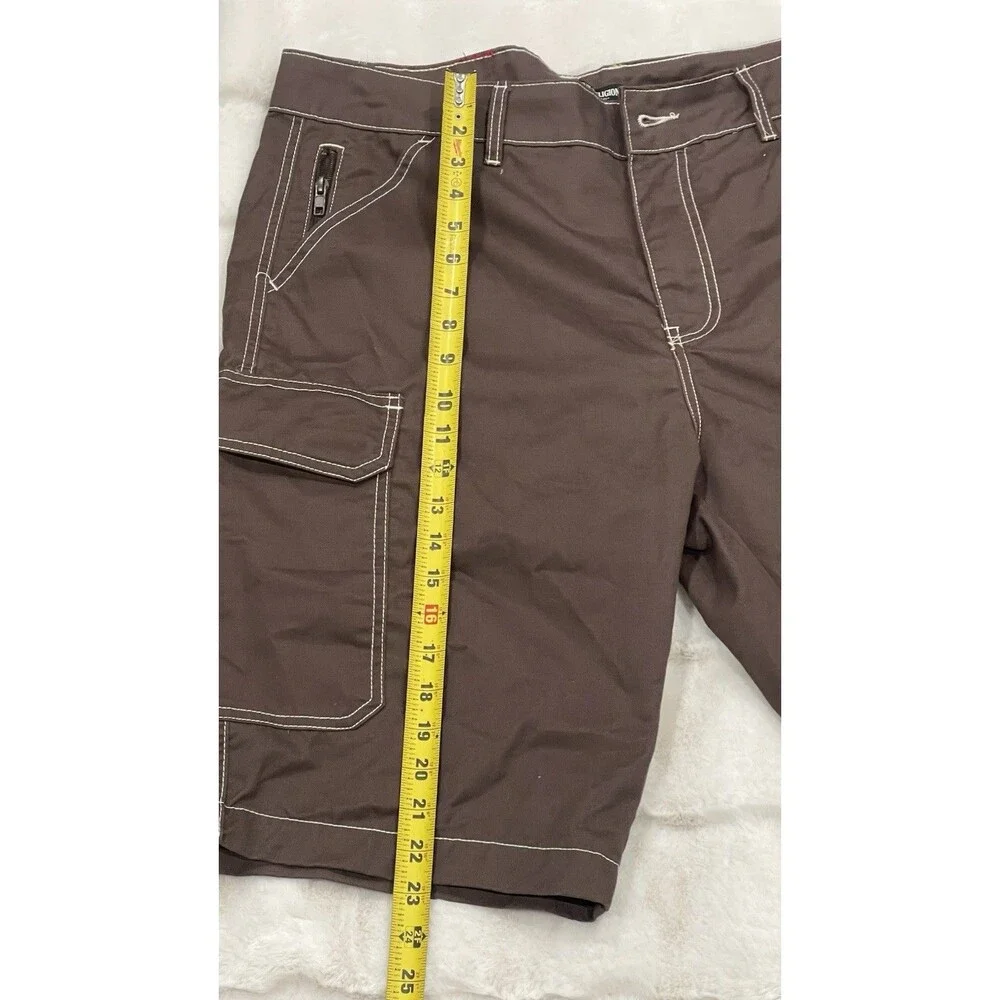 True Religion Cargo Shorts Brown Cotton Canvas Contrast Stitching Utility Men 38